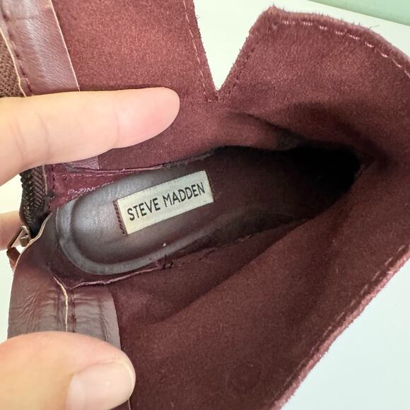 Steve Madden P-Zinc Ankle Booties 6 Womens Casual Suede Leather Cut Out Zip Red - Picture 11 of 11